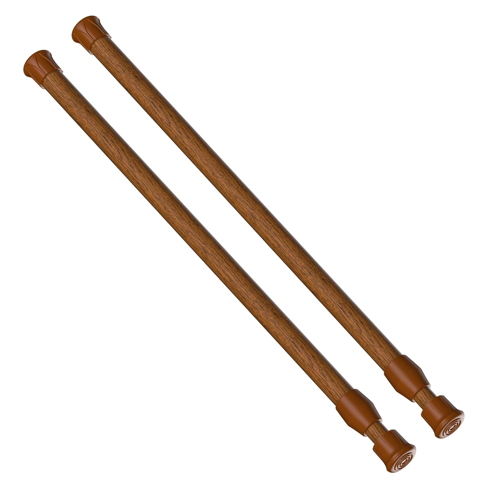 AIZESI Spring Tension Curtain Rod Short Tension Rod (Wood,12" to 19"-2Pcs)