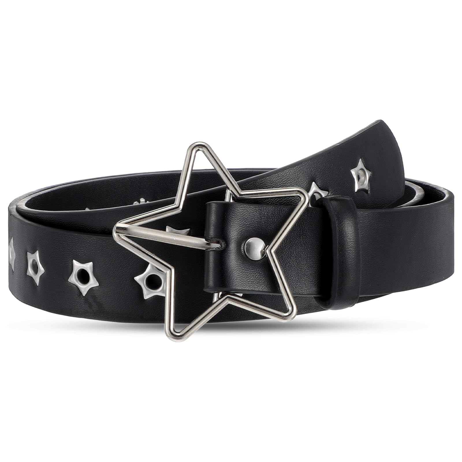 Punk Leather Belt, Adjustable PU Alloy Waist Strap, Vintage Y2K Star Studded Pattern, Gothic Grunge Fashion Accessories, Trendy Clothing for Women Girls and Teenagers