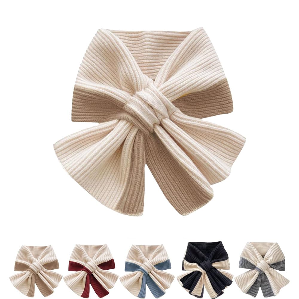 Mikylay Winter Cross Neck Wrap Patchwork Color Women Knitted Scarf, Cross Patchwork Colors Warmer Scarf