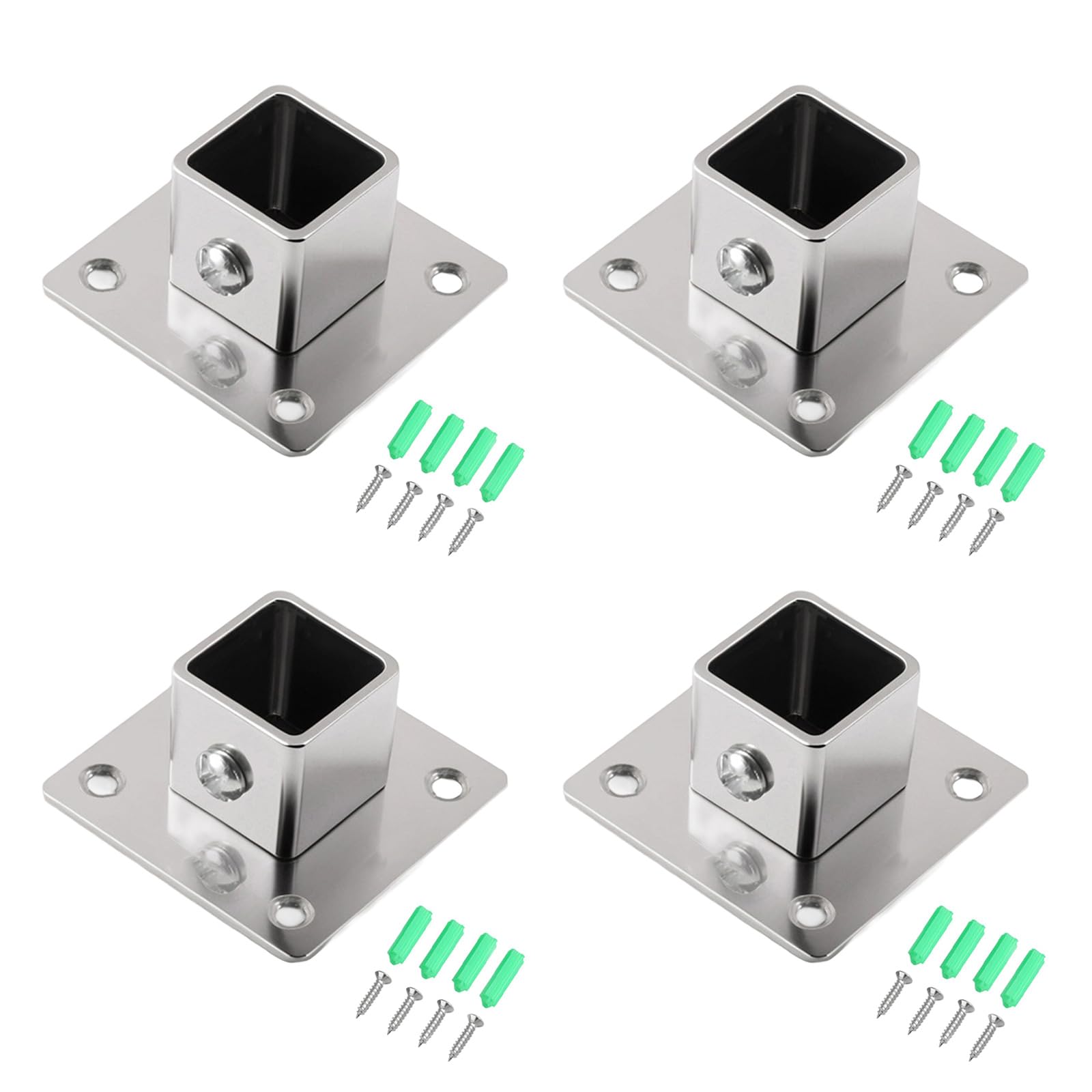 Side Mount Closet Rod Holders with Reinforced Flange Base Erosion Resistant Pipe Bracket 4 Set for Home Commercial Use Heavy Duty Steel Flange Base Pipe Bracket Wall Mounted Closet Rod Holder