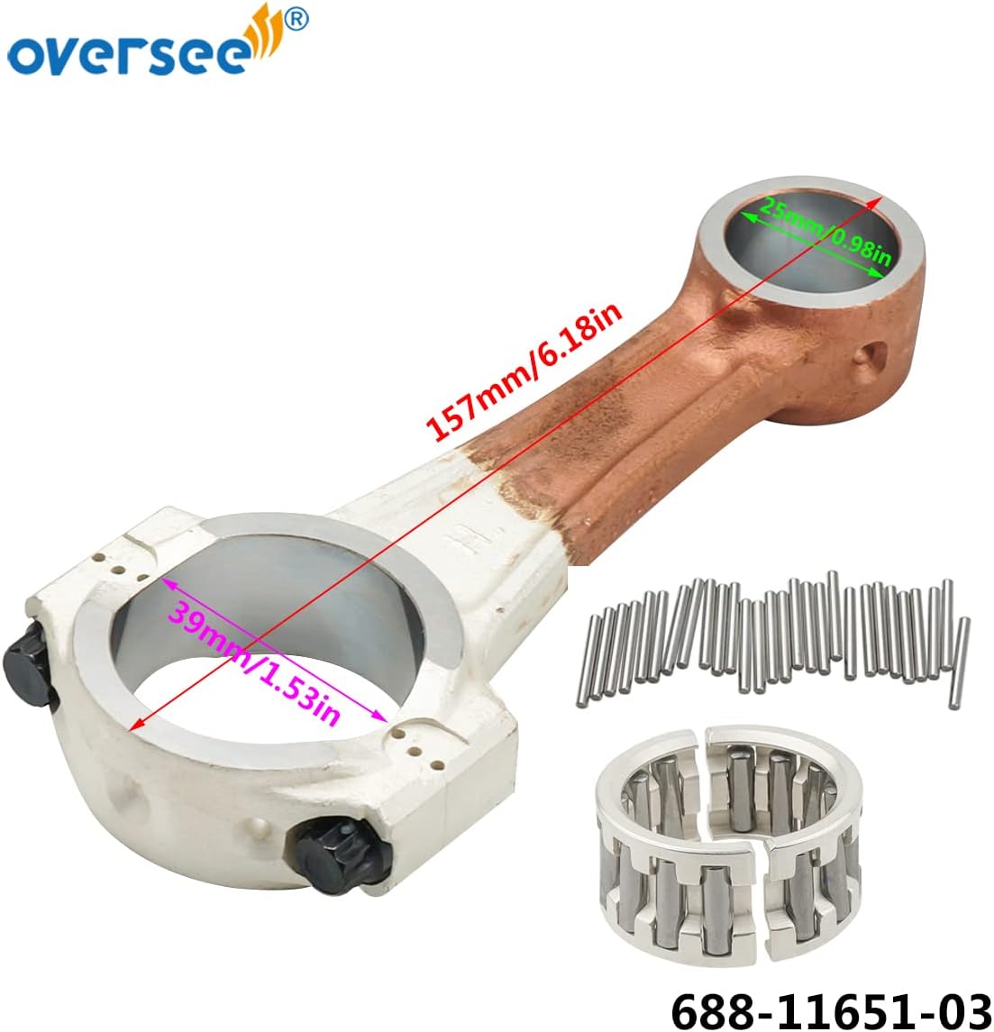 OVERSEE 688-11650-03/688-11650-00 Connecting Rod Kit with 93310-730V8 93603-21111 for Yamaha 48HP 85HP 75HP Outboard Boat Engine Motor