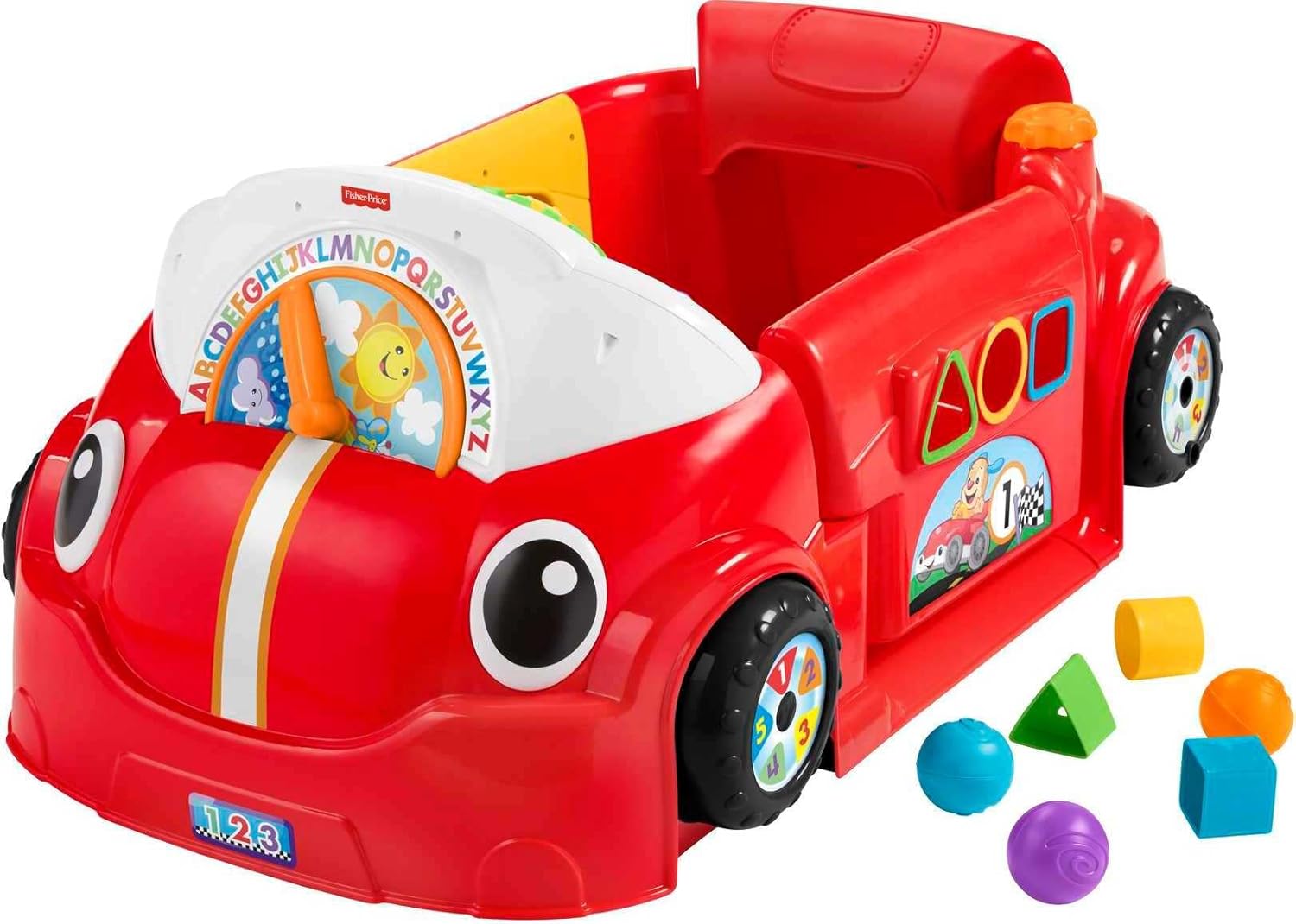 fisher-price baby toy laugh & learn crawl around car red activity center with educational music & lights for infants ages 6+ months (amazon exclusive)