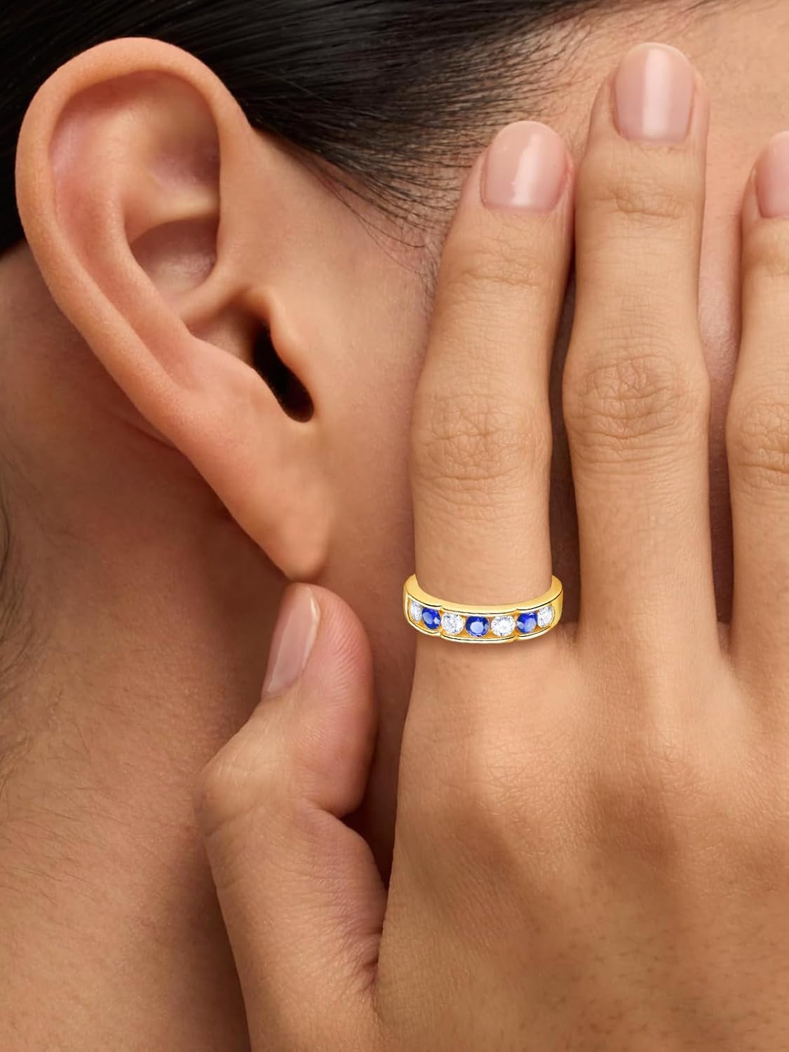 Color-D VVS1 Clarity Moissanite and Emerald/Ruby/Sapphire Rings, Silver/Gold Solid 925 Sterling Silver Bands, Stackable Engagement Wedding Anniversary Birthday Jewelry with Gift Box, Size 5-11