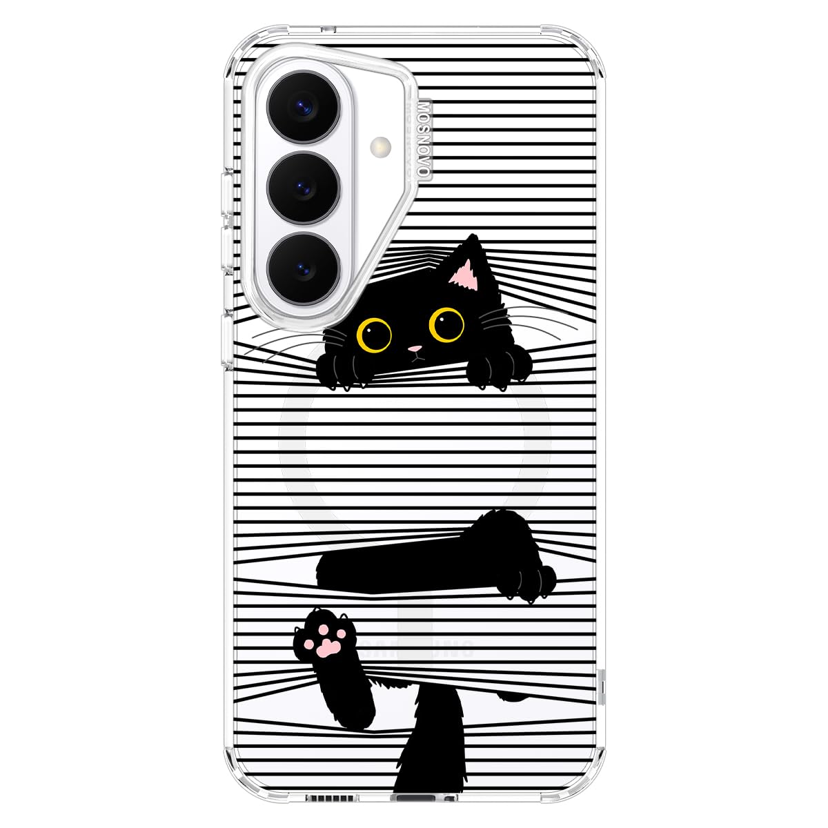Coque Samsung S26 Plus transparente antichoc compatible MagSafe chat noir - 7