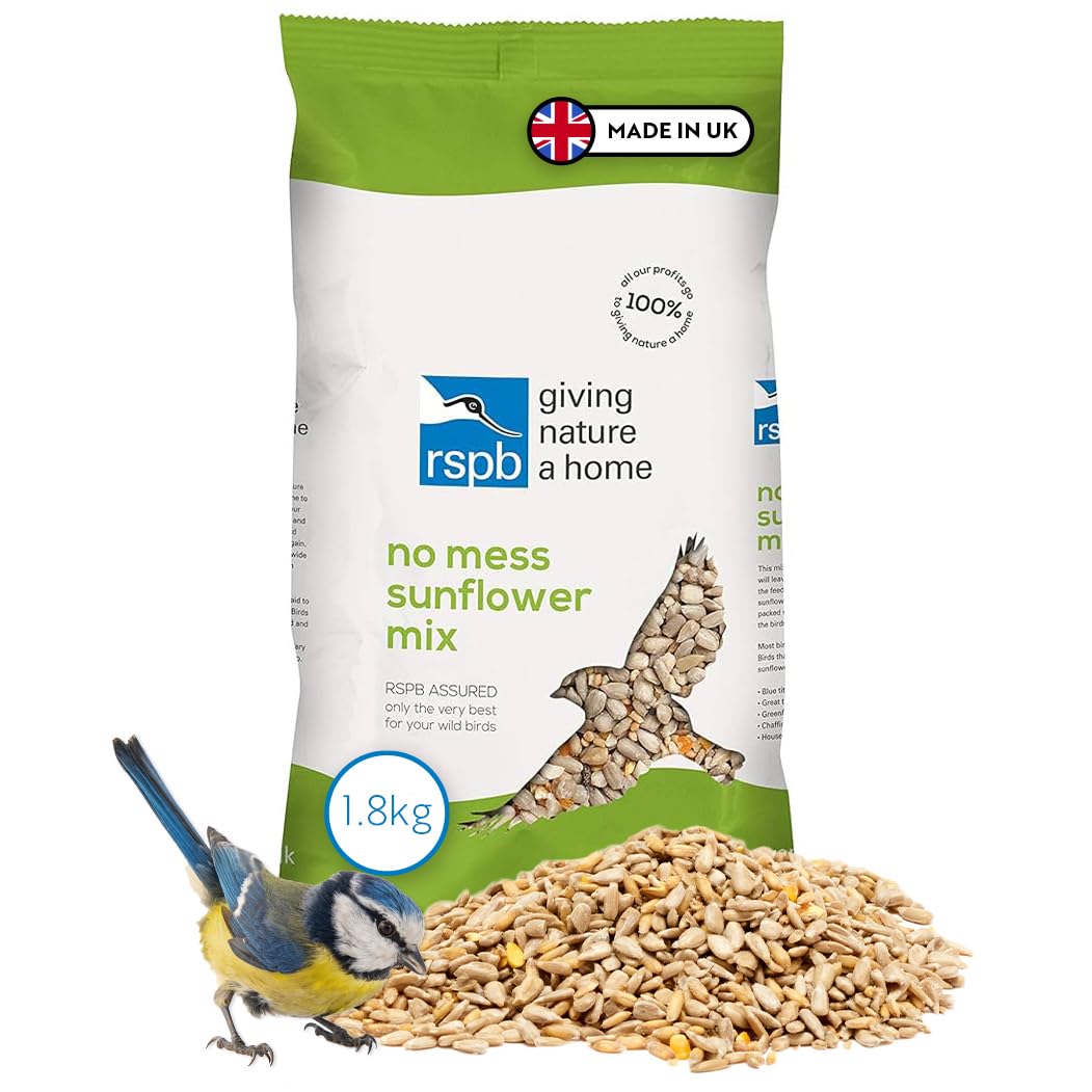 RSPB - No Mess Sunflower Hearts for Birds, High Energy and Protein, Wild Bird Food, Great for Feeders, Husk Free, Made in the UK (1.8kg)