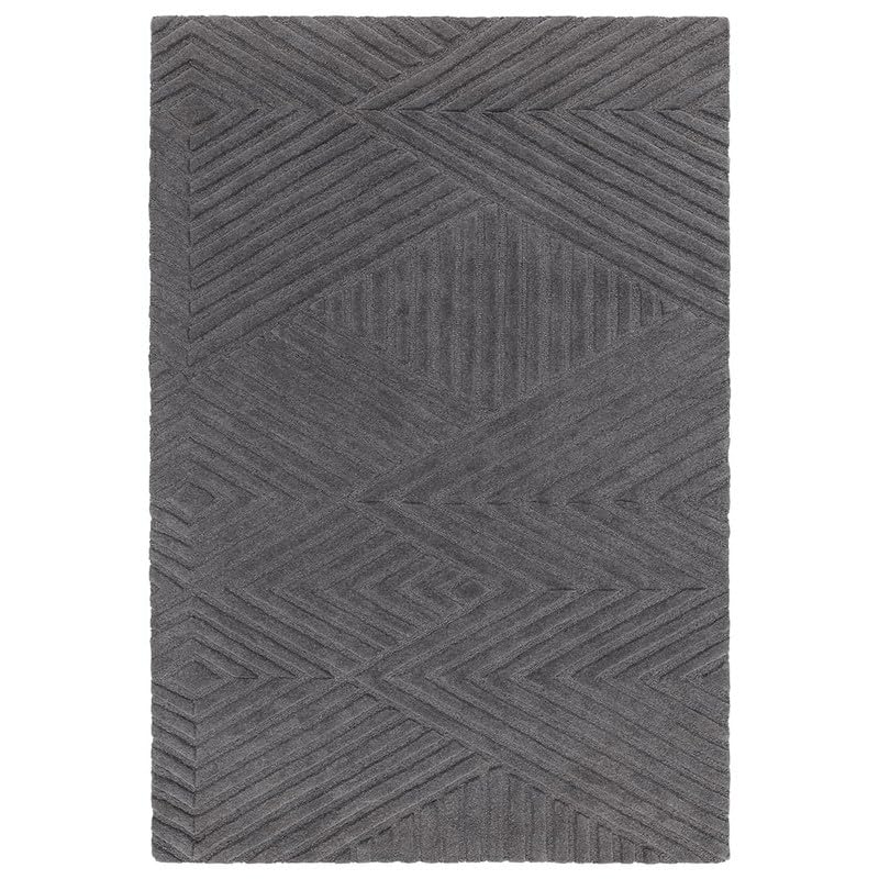 Image of Hand Tufted Modern Design Exported Collection High Low Pattern Wool Carpet for Living Room, Bedroom & Hall (Charcoal, 5 x 7 Feet)