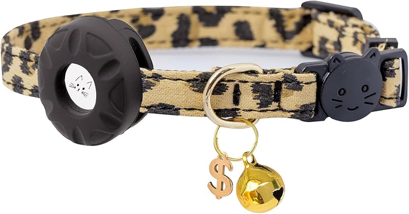 Coleira para Gatos com Fecho de Segurança, Suporte para AirTag e Sino Bencacawinstyle