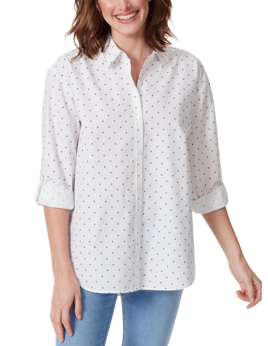 Gloria VanderbiltWomen's Amanda Button Down Shirt with Roll-tab Sleeves Standard