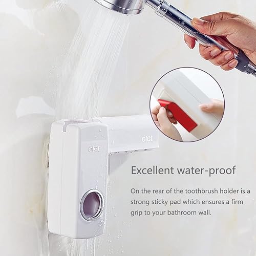 Miniatura 4 de Olet Dispensador automático de pasta de dientes, juego de exprimidor de pasta de dientes y soporte para cepillos de dientes (juego de 5 cepillos).