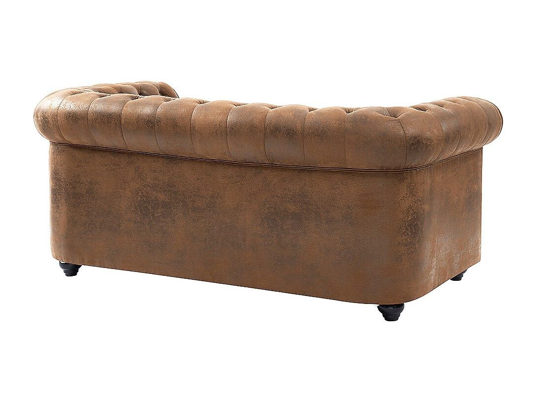Chesterfield - Sof√° de 2 plazas (microfibra, aspecto envejecido)