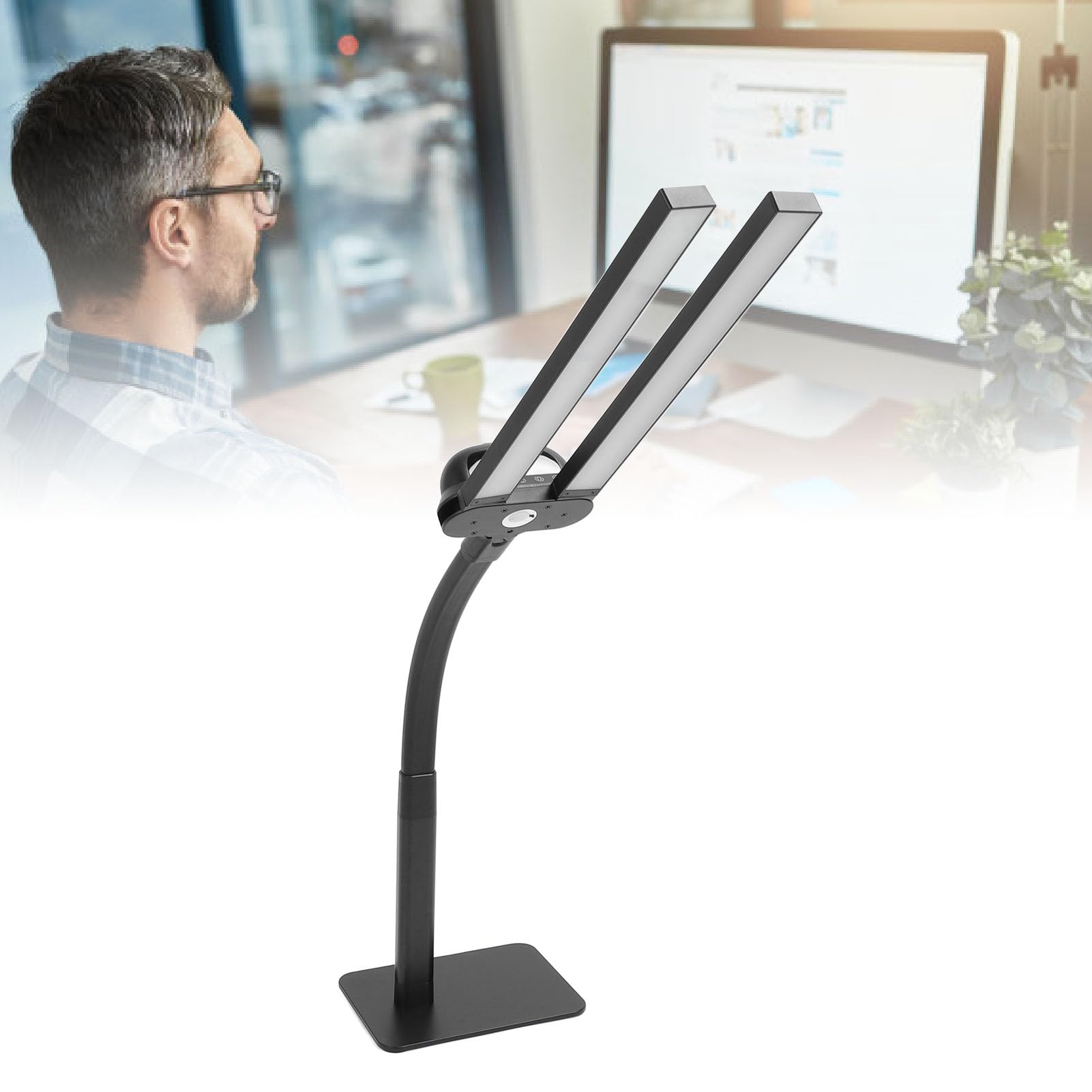 Bewinner Lampada da Scrivania a LED per Casa Ufficio - Lampada da Scrivania a LED da 12 W con Orologio, Lampada da Architetto Accattivante con Base, Lampada da Scrivania a LED (Spina