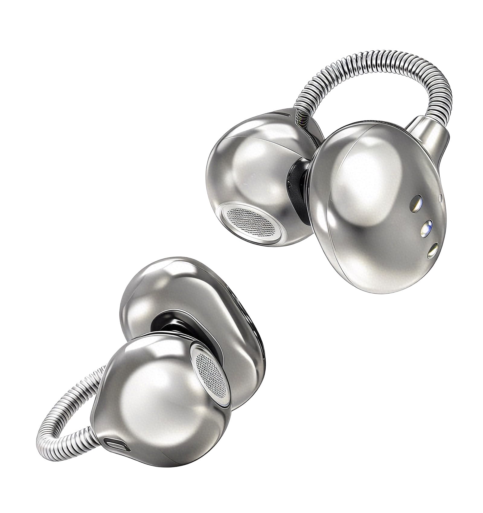 King Lucky Open-Ear Clip-On Earbuds for Running, Bluetooth 6.0 Wireless Headphones with Memory Spring, Secure Fit for Small Ears & Glasses Wearers, 45H Playtime, ENC Mic, IPX5 Waterproof (White)-image-10