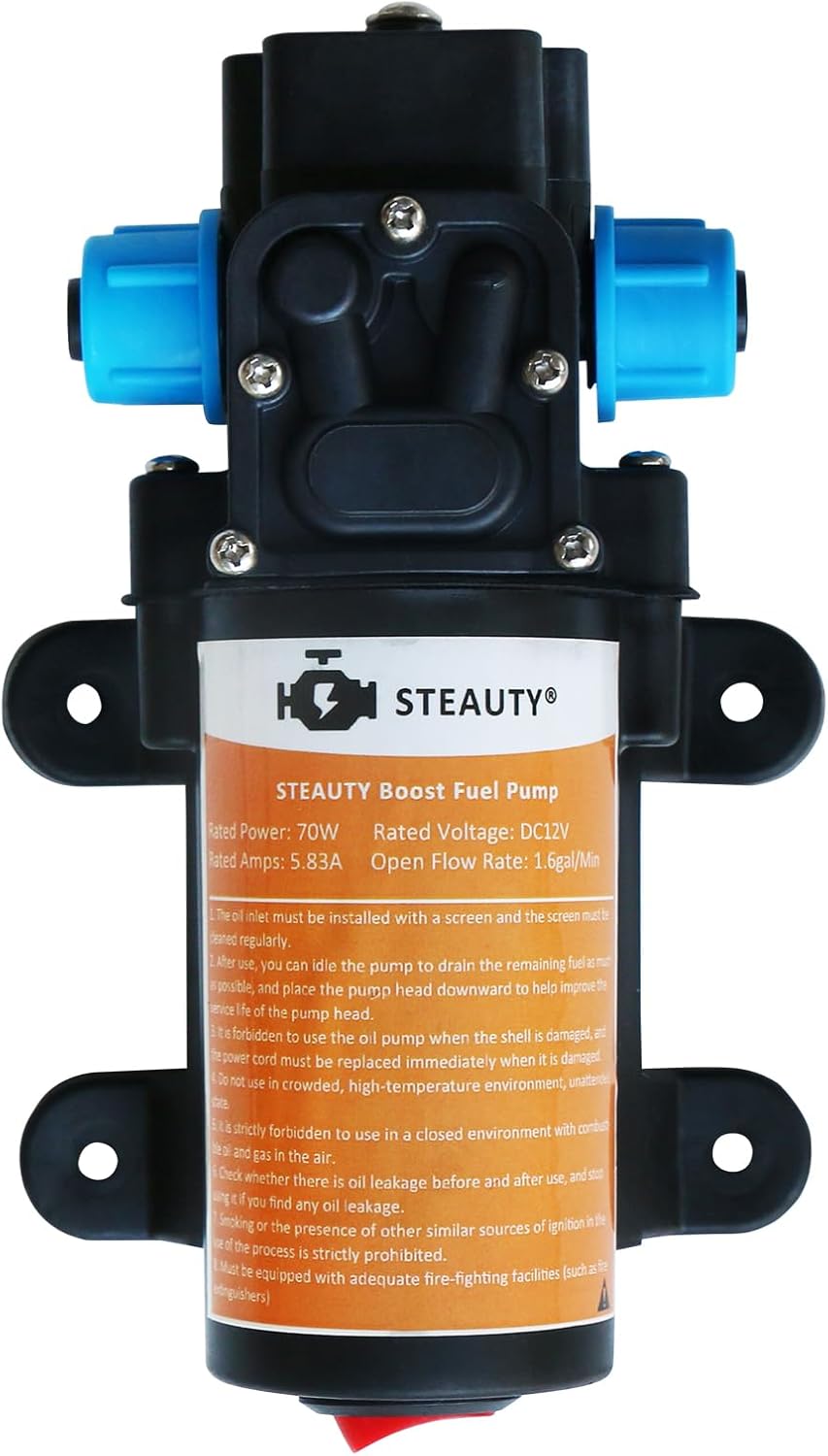 12V Fuel Transfer Pump,70W Electric Transfer Pump Moves Up to 85 Gallons Of Gas or Fuel Per Hour (12V-70W)