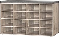 Vista 24 de DINZI LVJ Banco para zapatos, organizador de zapatos de 9 compartimentos para entrada, banco de almacenamiento con cojín, estante para zapatos