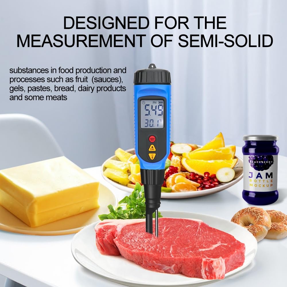 Medidor de pH penetración digital for masa, carne, verduras, frutas con medición temperatura
