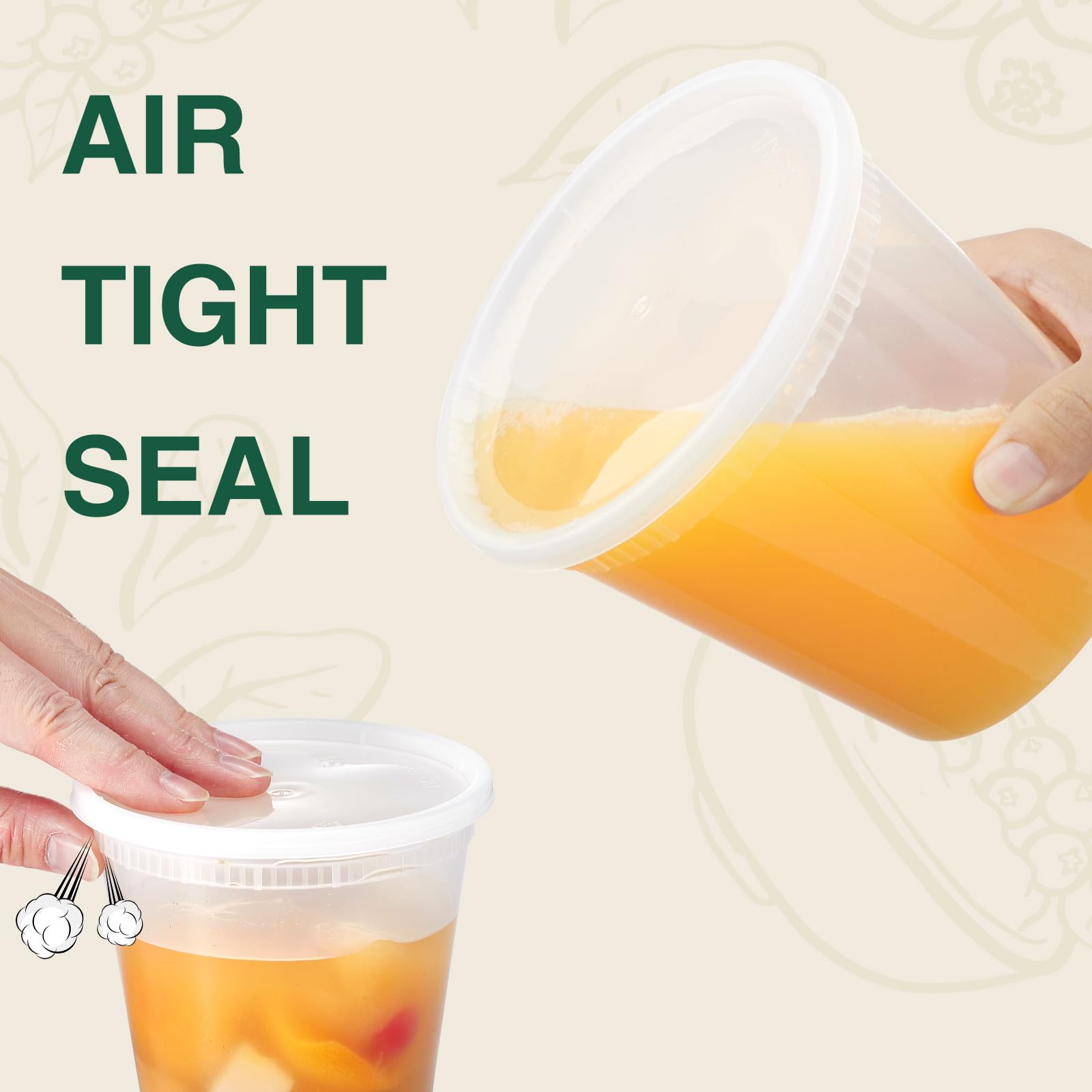 glotech contenedores de almacenamiento de alimentos con tapas, resistente y a prueba de fugas – Foodsavers Deli tazas