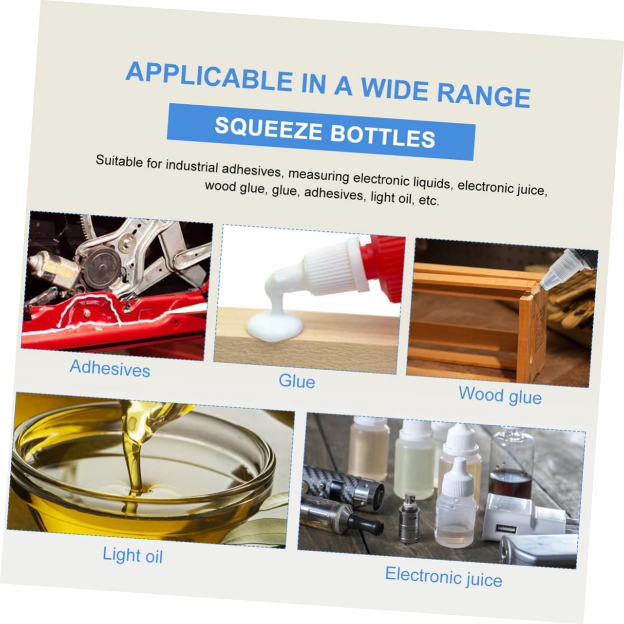 OFFSCH 20Pcs Clear Squeezing Bottles Ink Caulking Bottles with Pointed Nozzle for Projects and Repairs Flow for Precision Application