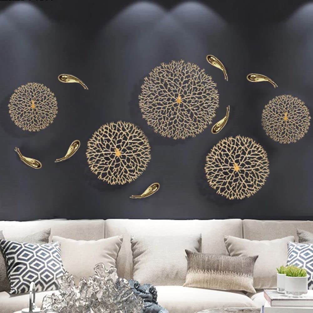 ZOVE 12 Lotus Leaf Fish Metal Wall Decor Gold Pack of 12 - Image 1