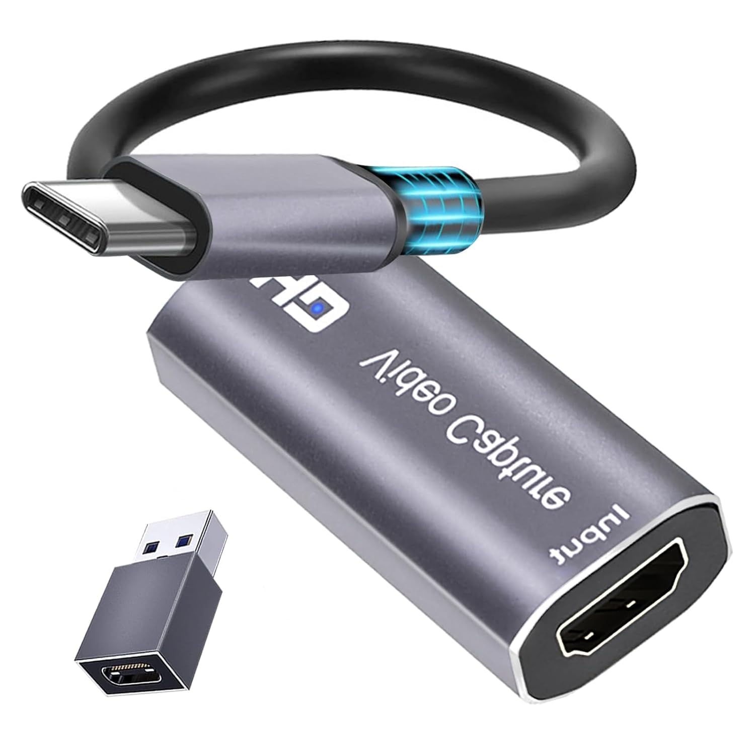 CDL TECH 4K HDMI Capture Card, Cam Link Video Capture Card HDMI to 1080P Type-C for Windows Mac OS System for Streaming Gaming Meeting with USB C Adapter to Adjust PS3 4, Switch, Xbox