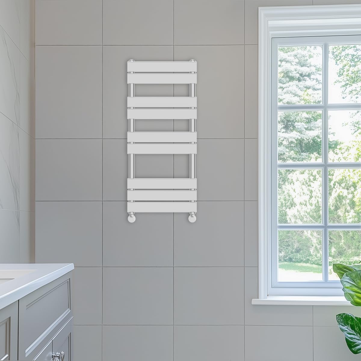 NRG 1000x450 Flat Panel Heated Towel Rail Bathroom Rad Radiator Chrome