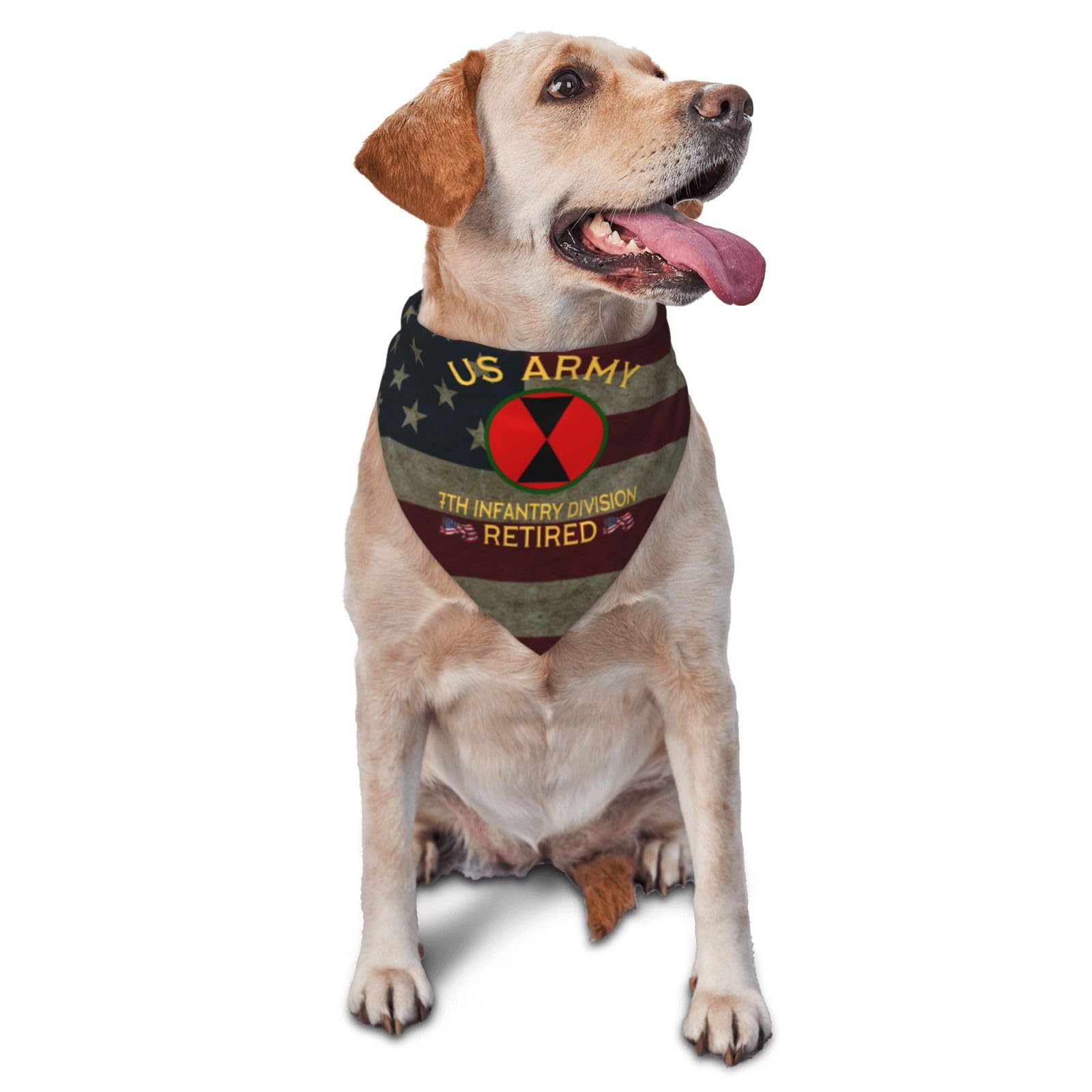 Us Army 7th Infantry Division Retired Dog Scarf Pet Bandana Cat Pet Bibs