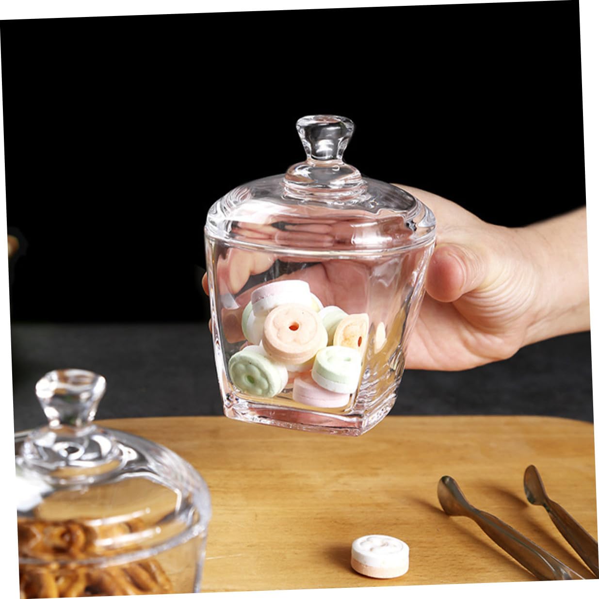 TOYANDONA 2 Stück-pack Glasbehälter mit Deckel 260ml für Snacks und Kekse aus Glas mit Abdichtung und Feuchtigkeitsschutz im Einfachen Stil
