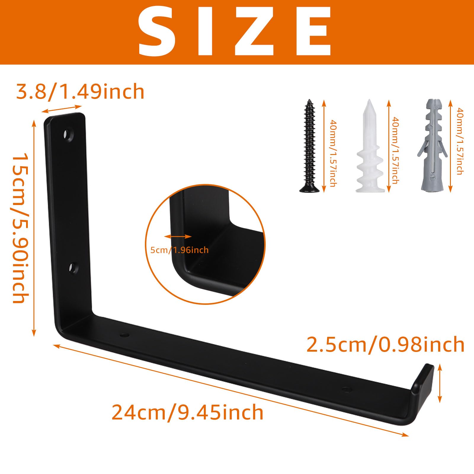 OVOV 2 Pack Heavy Duty Shelf Brackets Wall Mounted Brackets For Shelves - View #5