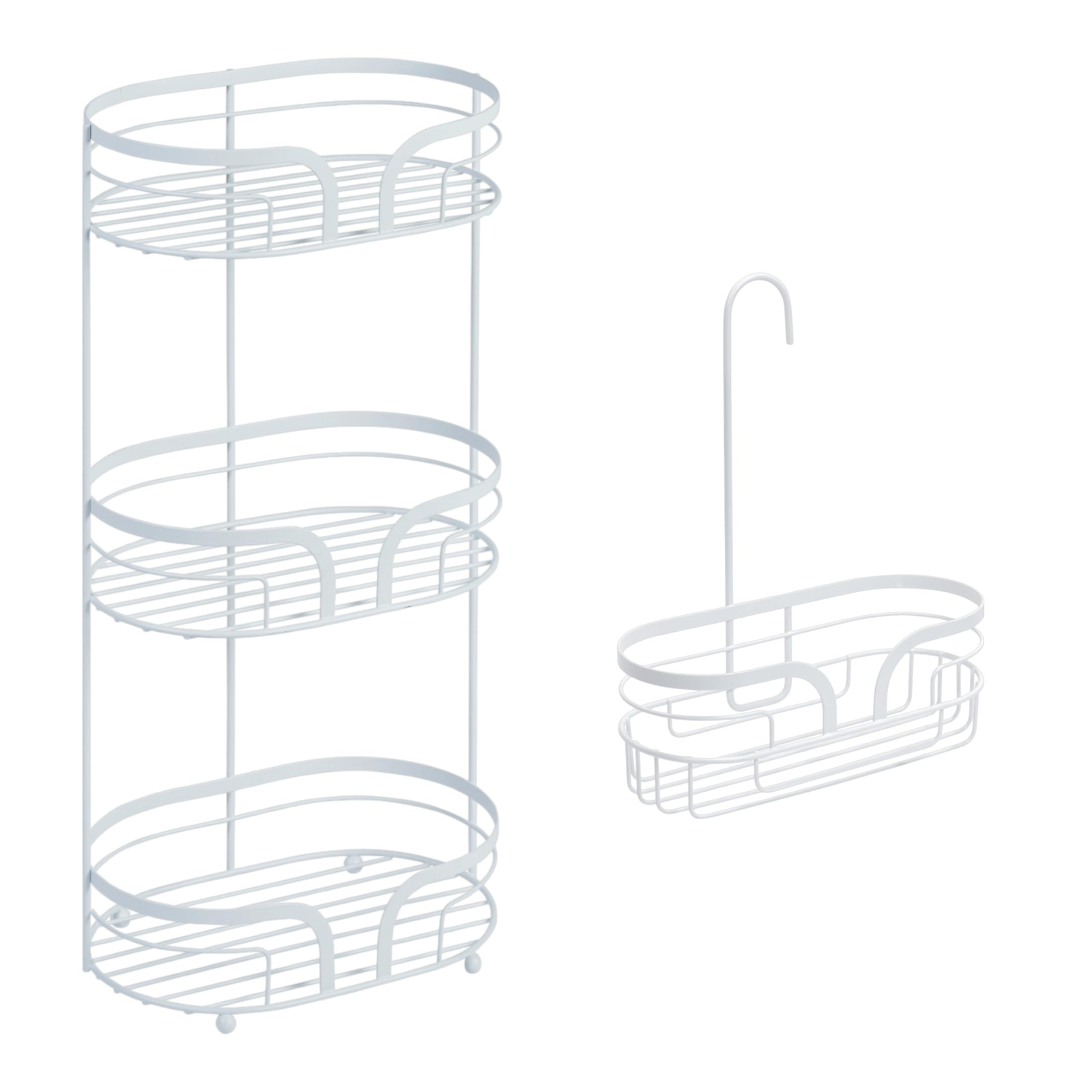 Showerdrape White Dante Freestanding Floor Caddy And Mini Shower Caddy