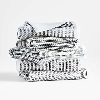 Realm 17" x 27" 100% Cotton Kitchen Towel (4 Pack) | Dobby Textured Jet Black | Soft, Plush & Absorbent with Solid White Backing