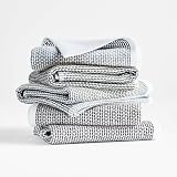 Realm 17" x 27" 100% Cotton Kitchen Towel (4 Pack) | Dobby Textured Jet Black | Soft, Plush & Absorb