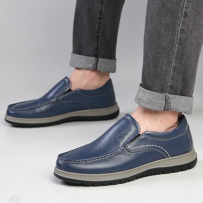 Men's Leather Shoes Slip-on Lightweight Casual Sport Shoes Breathable Non-Slip Flat Handmade Stitching Daily Wear Stylish Trendy Versatile Shoes2
