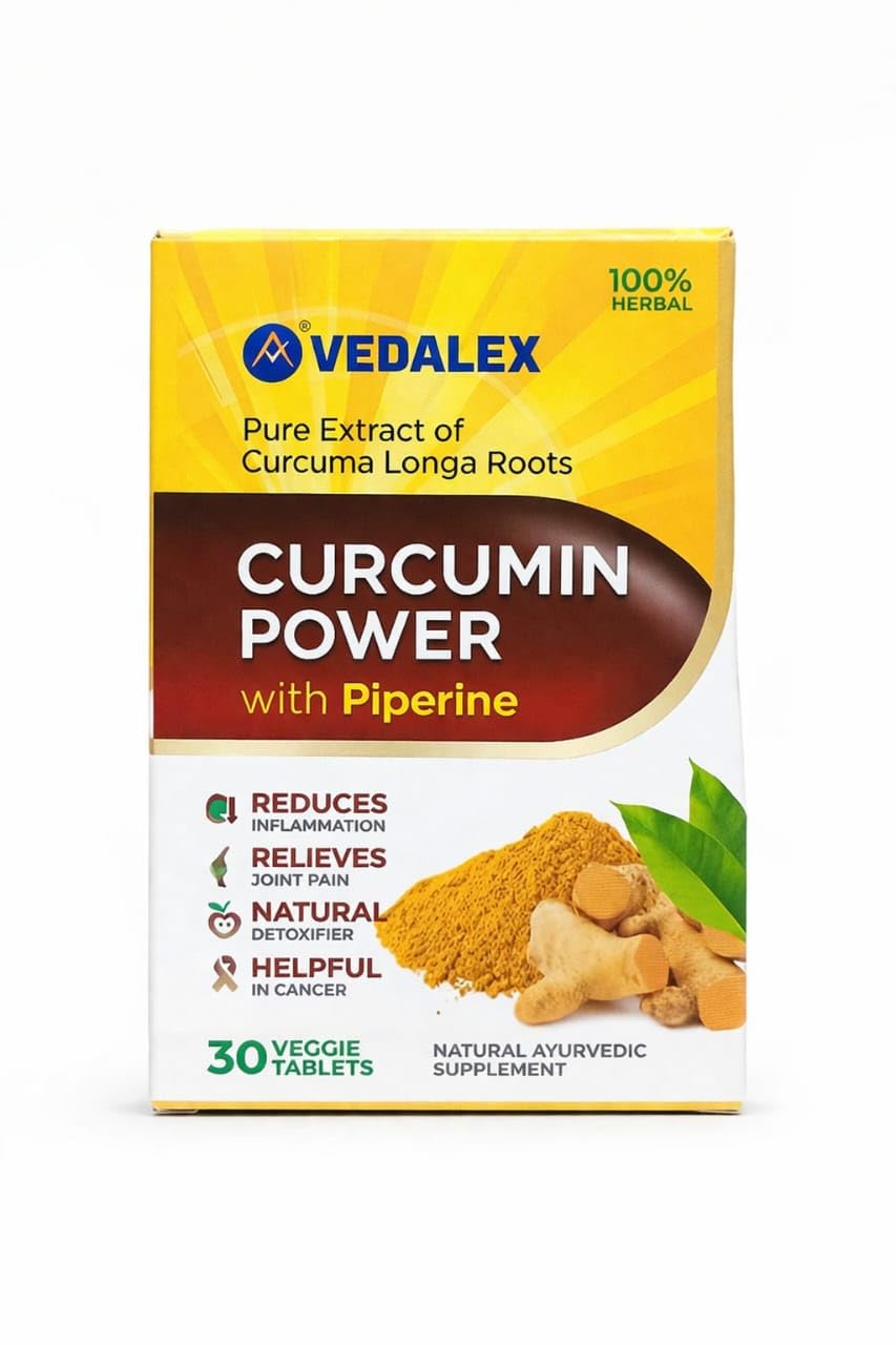 Curcumin Power with Piperine, 100% Herbal Turmeric Extract, Joint Pain & Inflammation Support, 30 Veggie Tablets-image-37