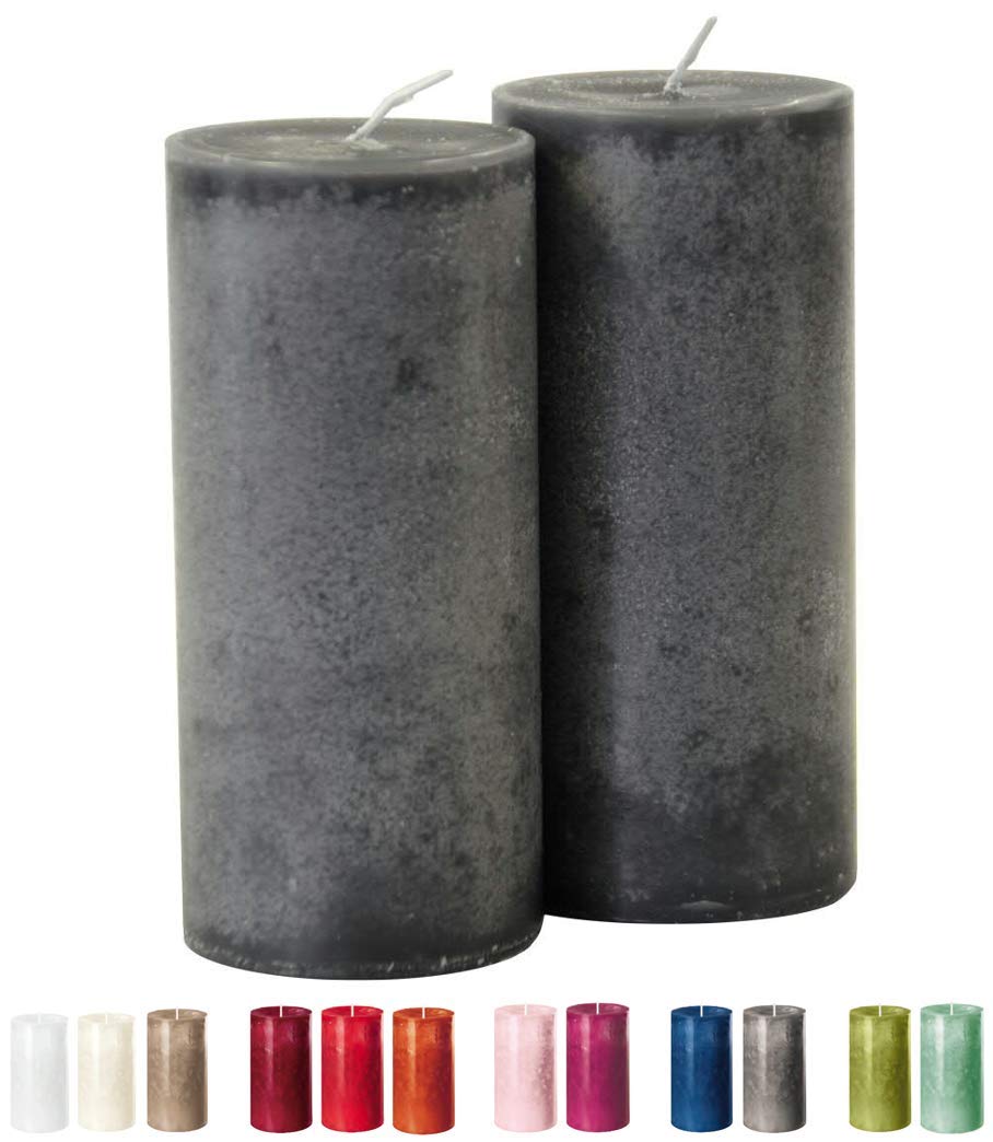 Candele per l'Avvento/candele a colonna/candele (Safe Candle) – Grande scelta – Corona dell'Avvento/ghirlanda di Natale/candele di Natale., Anthrazit, XL & Breit: Höhe 18cm / Ø 8cm - 2 Stück