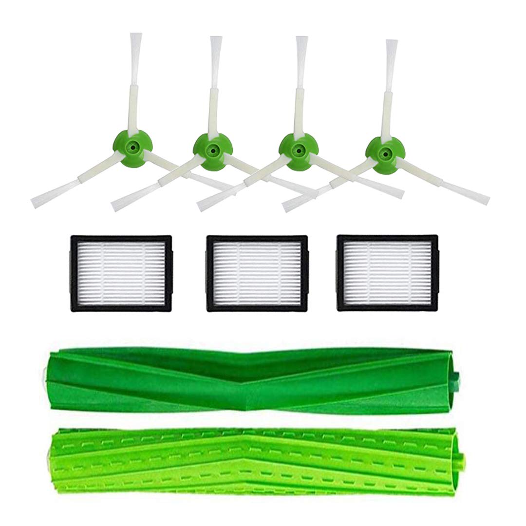 DLD 1 Set of Multi-Surface Rubber Brushes +3 HEPA Filters +6 Edge-Sweeping Brushes Parts for iRobot Roomba i7 i7+/i7 Plus E5 E6 Vacuum Cleaner Set