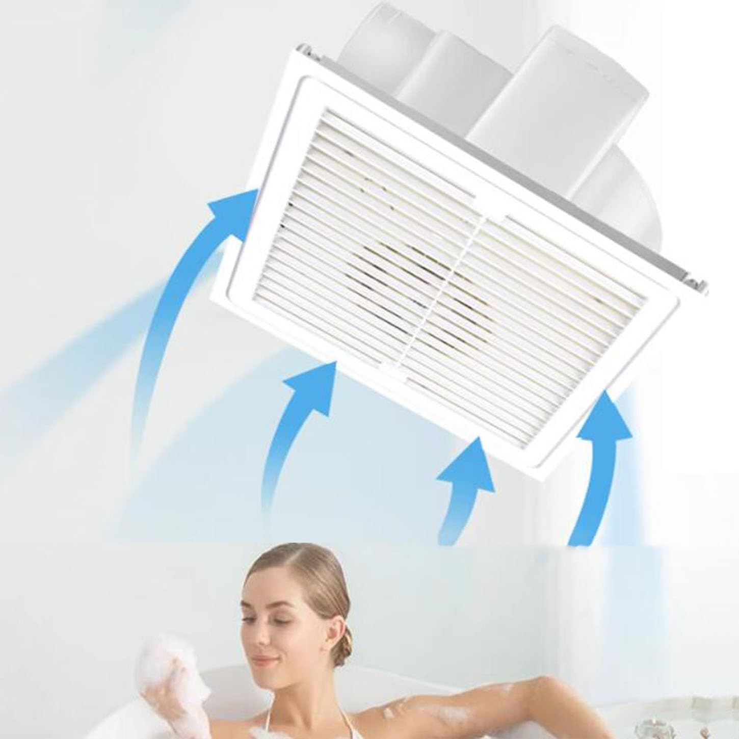 300 * 300 Mm Extractor De Aire Techo,138 M³/H Extractor Cocina,IPX2 Resistente Al Agua,220V Rejillas Dextractor,para Baño, WC, Tienda, Oficina, Garaje Ventilador Extractor