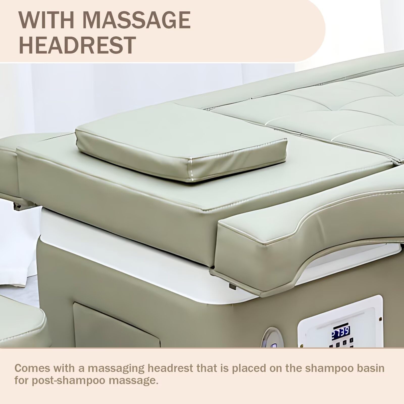 Professionelle Kopf-Spa-Waschliege, Verstellbare Massageliege mit Wasserzirkulation, Fußbadewanne, Begasung, Salon-Spa-Ausstattung Im Frischen, Eleganten Stil