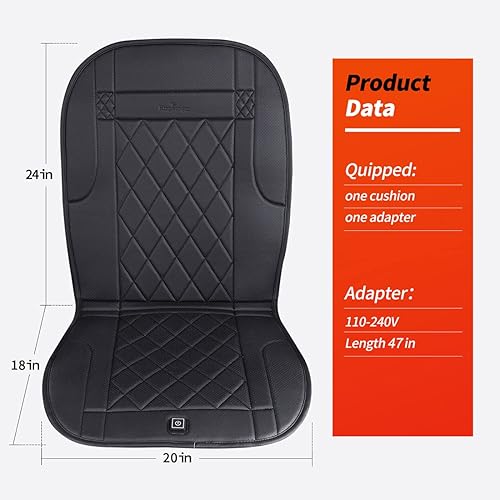 Miniatura 7 de Cojín de asiento con calefacción sensible a la presión, funda de asiento térmico para el hogar, la oficina y más