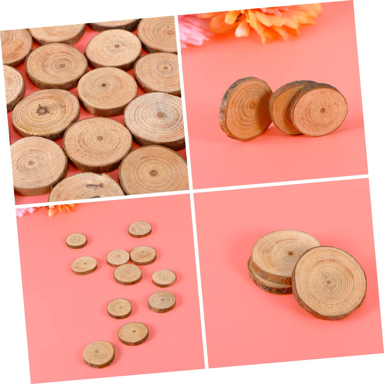 SEWACC 90stücke Holzscheiben Aus Rosenholz Für Hochzeitsdekoration Bastelprojekte Und Tischnummern Natürliche Holzfarbe Mit Rinde Und Feiner Politur