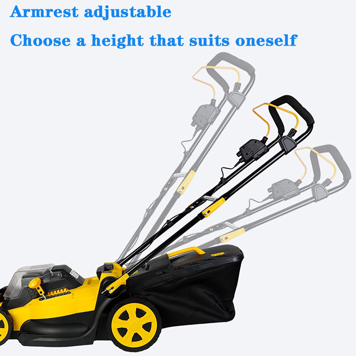 Tosaerba a Batteria a Spinta Manuale 40V Sacco di Raccolta Tosaerba Pieghevole con Altezza Regolabile comprensivo di 2 batterie e Caricabatterie,Giallo