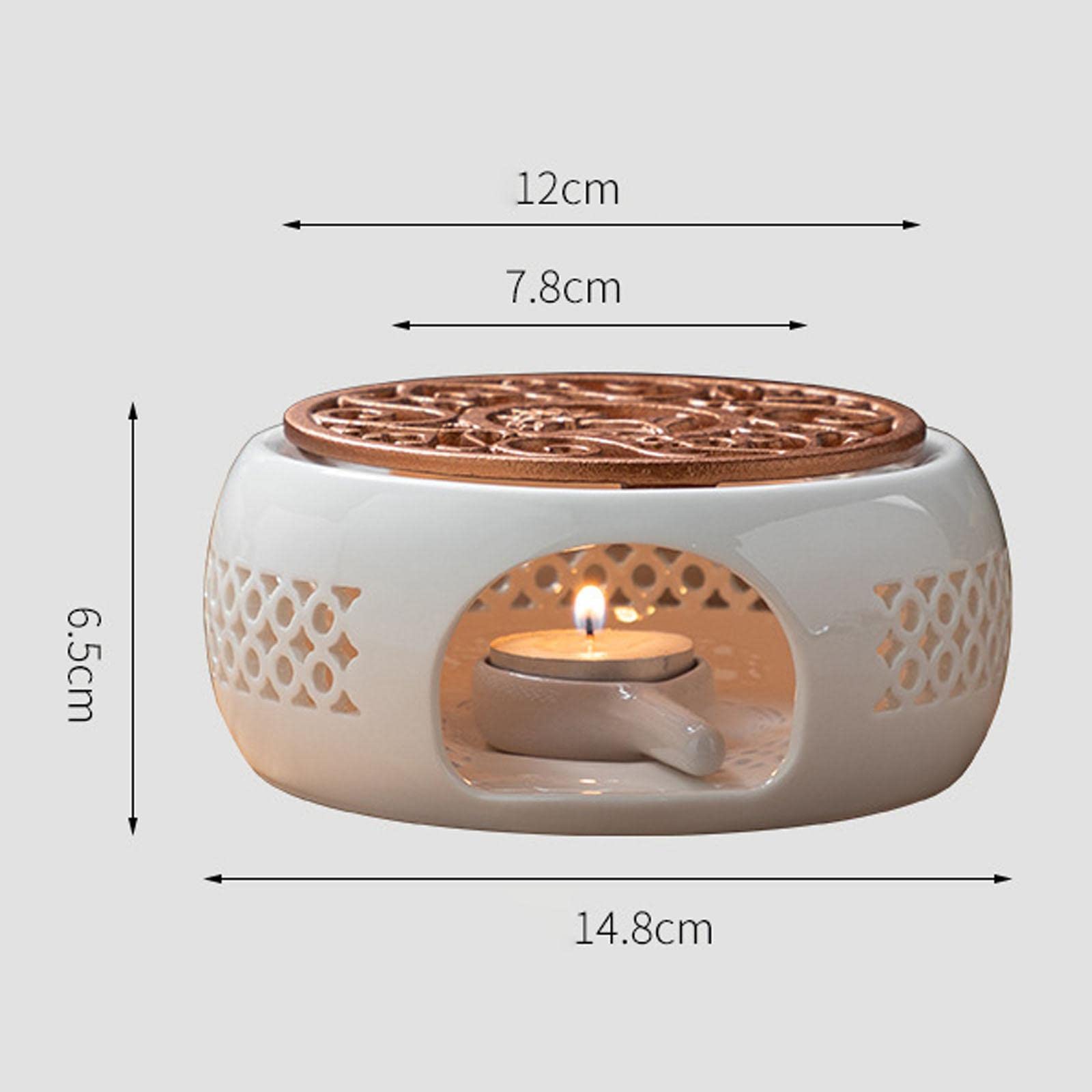 Scalda caffè E tè in Ceramica, Scaldavivande per Lumini con Riscaldatore E Vassoio Portacandele, Bronzo