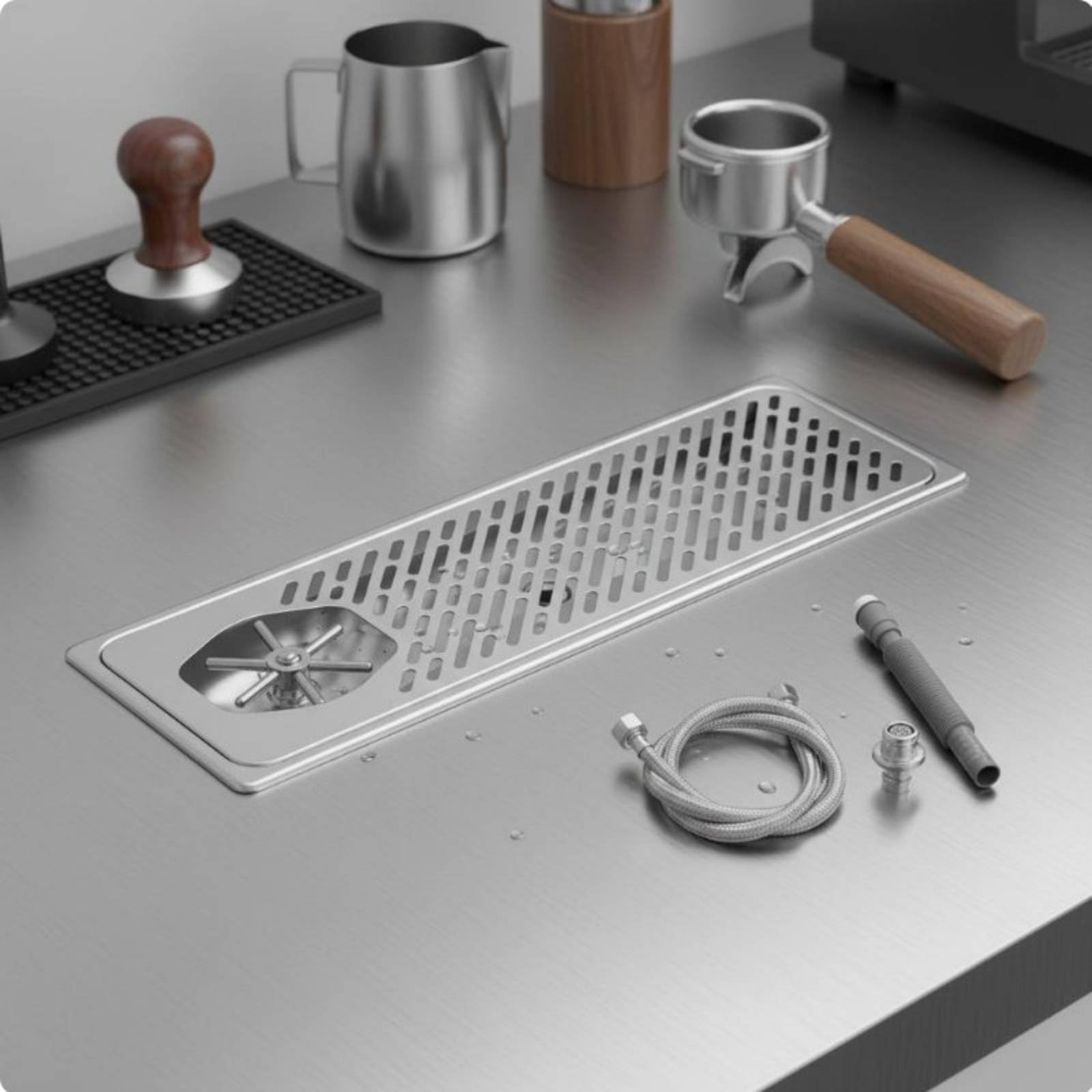 Bar Washer Lavabicchieri Lavatazze Risciacquabicchieri Risciacquatazze Incassato per Controbanco in Acciaio 304 con Getto Potente E Raccolta Acqua, M, Rondella Coppa Fc-117