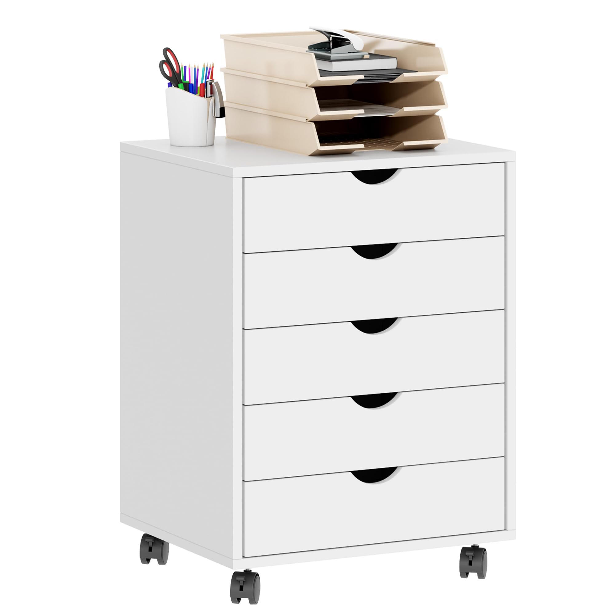 SogesHome Armario archivador con ruedas de madera con cajones para A4, formato carta legal, para oficina y hogar