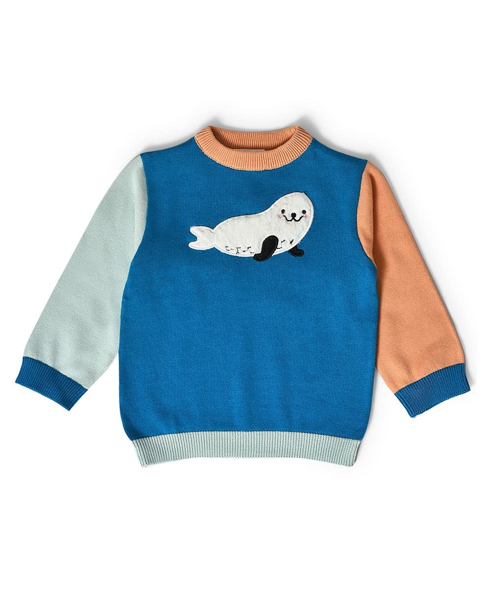 Mi ArcusWarm Seal Knitted Sweater/Sweatshirt/Pullover for Baby Girl/Kids Round Neck Full Sleeve Winter Wear