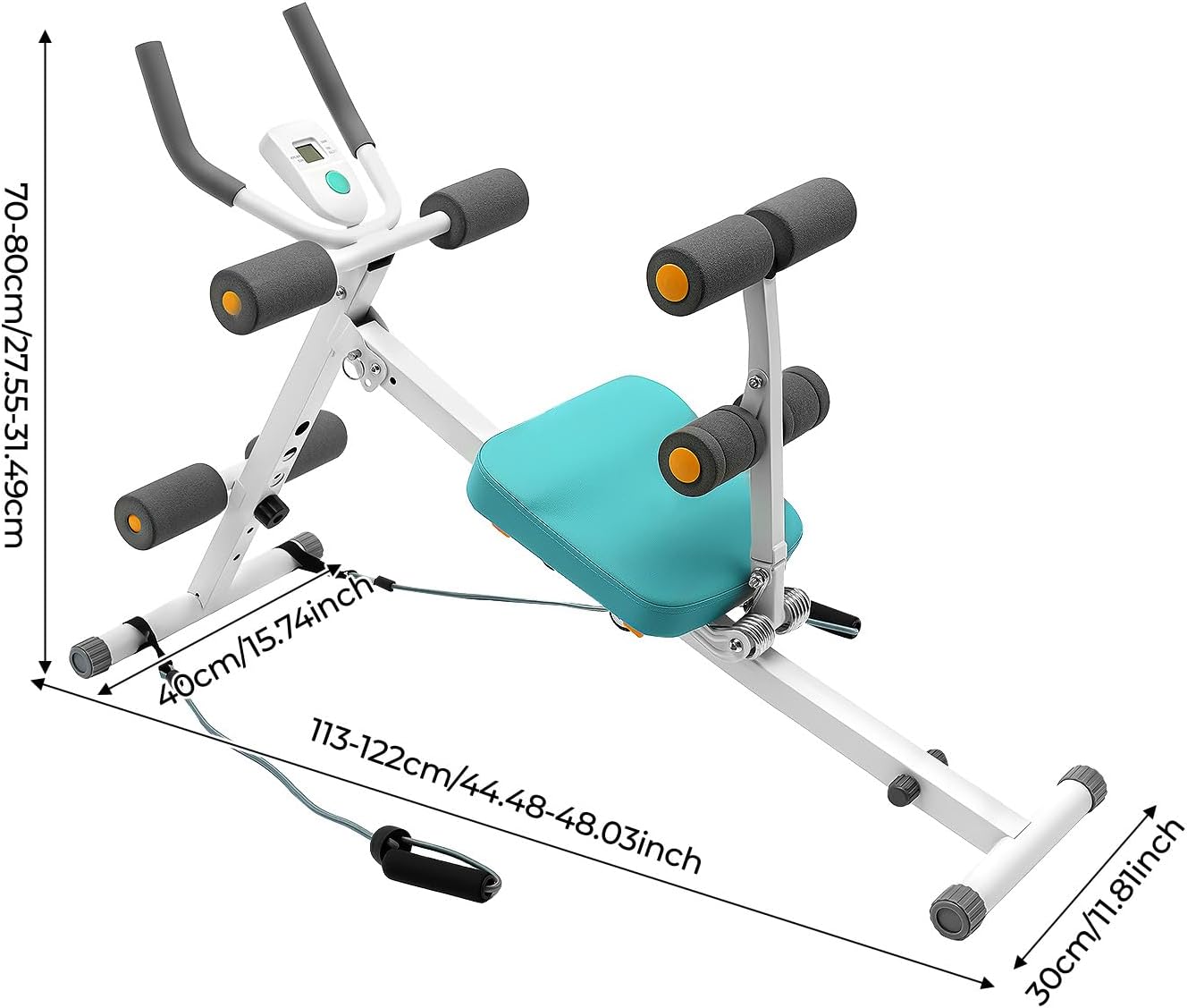 Ab Machine, Abs Workout Equipment with Resistance Bands & LCD Display, Adjustable Ab Trainer Machine, Whole Body Workout Waist Trainer for Women&Men, 264.55lbs Load Capacity