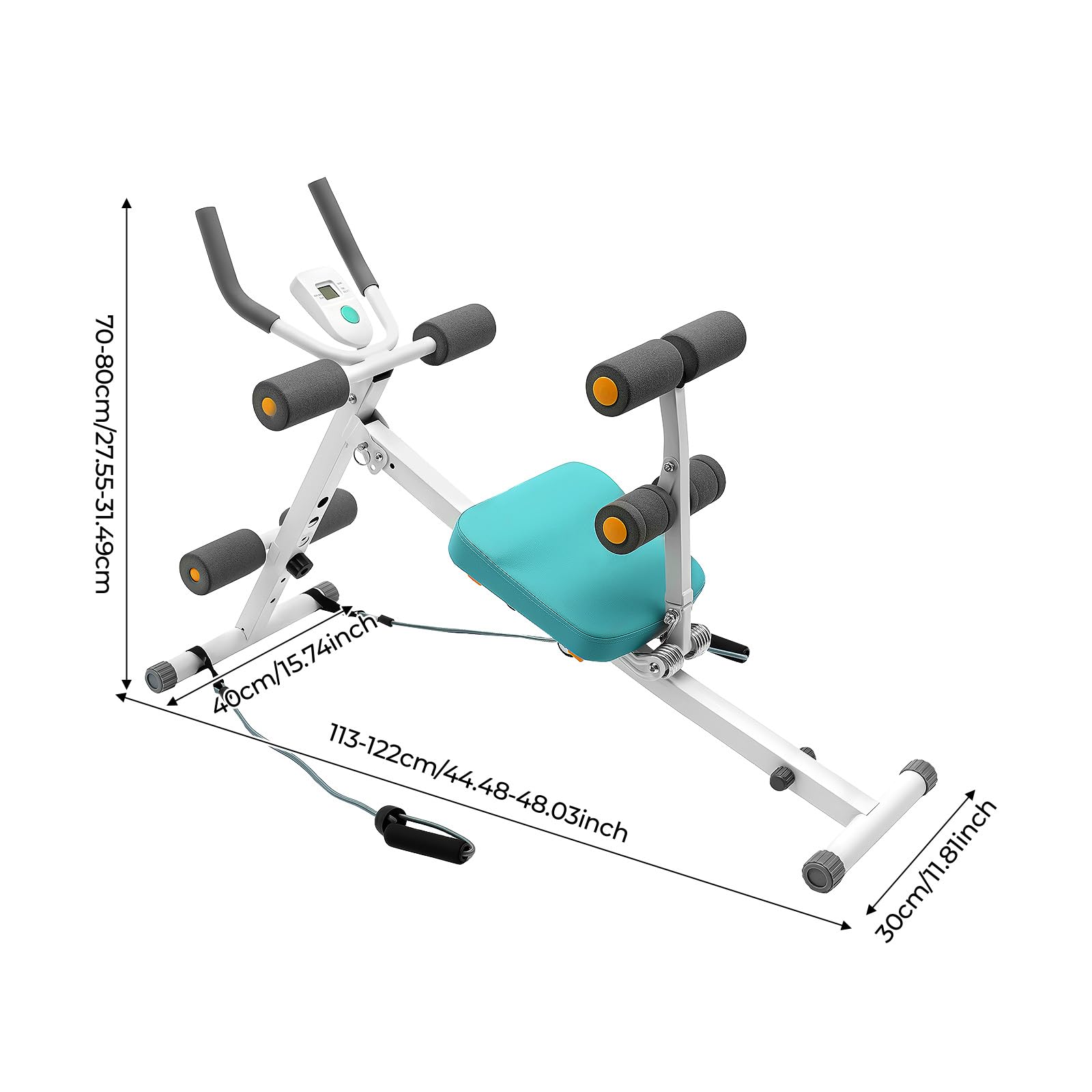 4 in 1 attrezzo multifunzione per l'allenamento addominale per casa, altezza e lunghezza regolabile, display LCD, capacità di carico 120 kg per famiglie, aziende, palestre