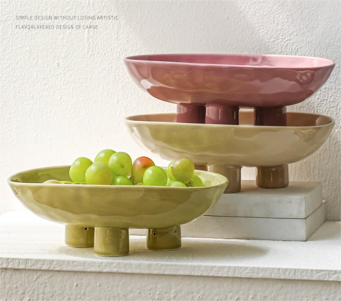 Kosz na Owoce Patera na Owoce Miska na Owoce Ceramiczna Miska Na Owoce Ceramiczna Miska Na Blat Kuchenny Miska Dekoracyjna Miska Na Klucze Do Wystroju Domu Koszyk na Owoce ( Color : C , Size : 25.2*17