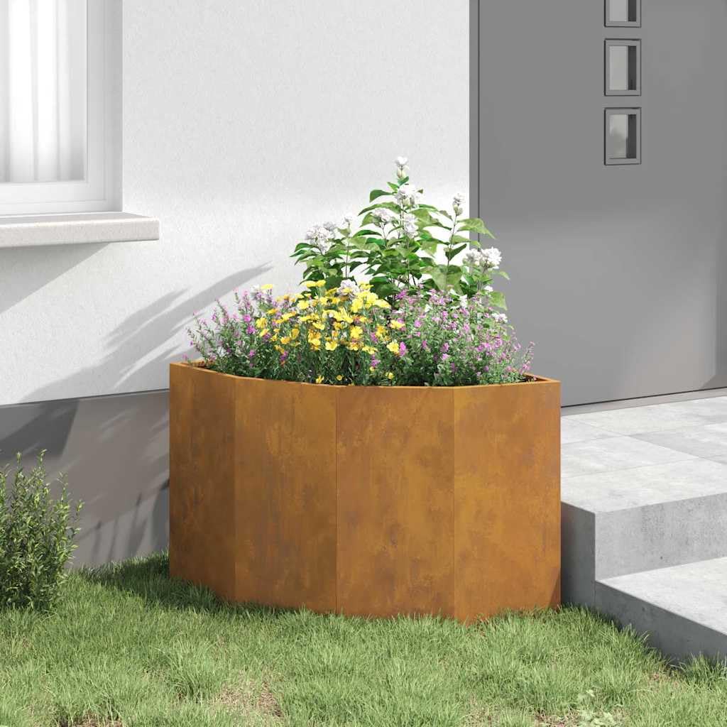 Roślina narożna, zardzewiała 60 x 60 x 50 cm, odporna na warunki atmosferyczne, wytrzymała metalowa grządka do ogrodu, na taras, do roślin outdoorowych, warzyw, duża