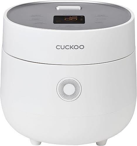 CUCKOO Micom - Olla arrocera de 3 tazas sin cocer / 6 tazas cocidas con olla interior antiadherente, pequeña arrocera con 8 opciones de menú, Blanco