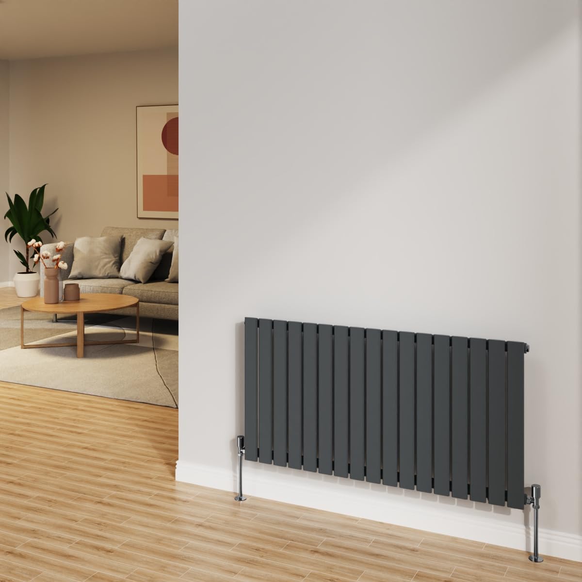 Nrg Anthracite 600X1156mm Radiator Horizontal Flat Panel Bathroom Designer Single Rad Central Heating
