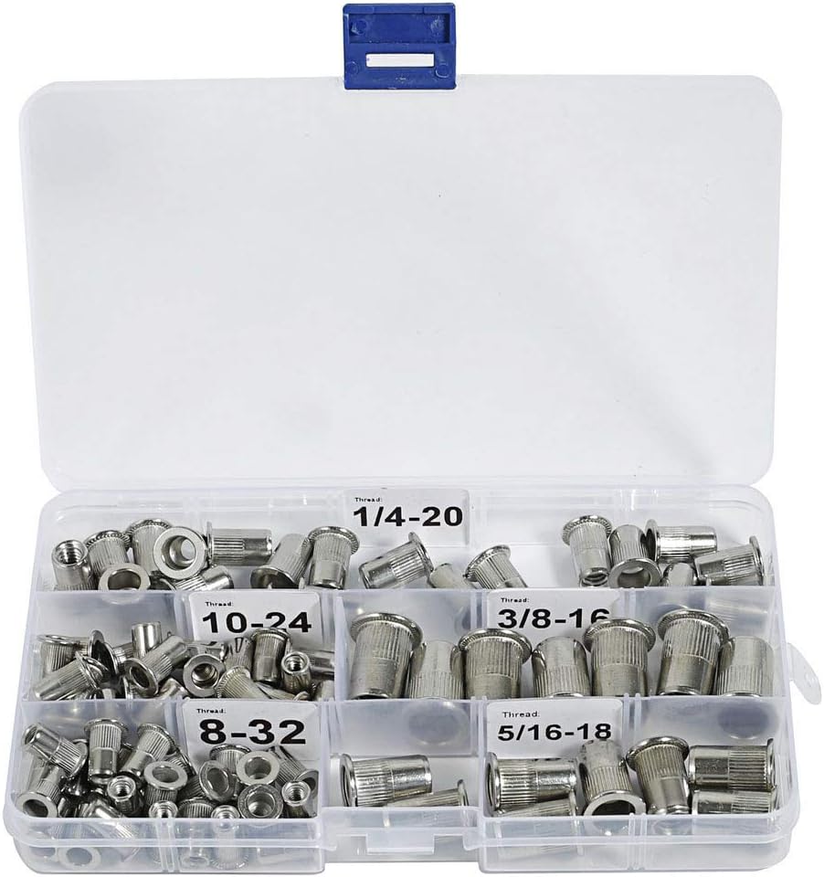 Stainless Steel Rivet Nuts Threaded Insert Nutsert Rivnuts 5 Sizes 8-32, 10-24, 1/4"-20, 5/16"-18, 3/8"-16